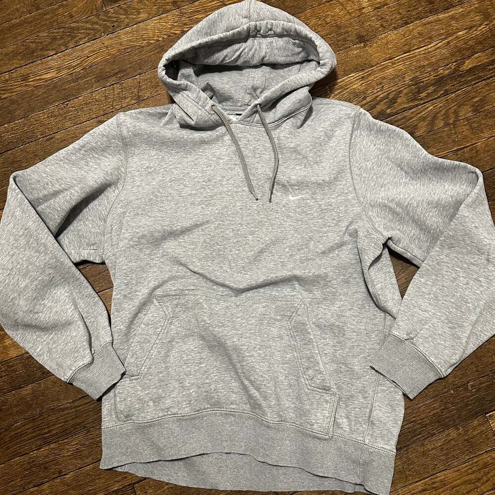 Vintage Y2K Nike Mini Side Swoosh Gray Pullover Hoodie Size Large